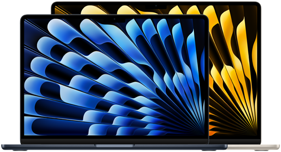 Vista frontal de los modelos de MacBook Air de 13 y 15 pulgadas
